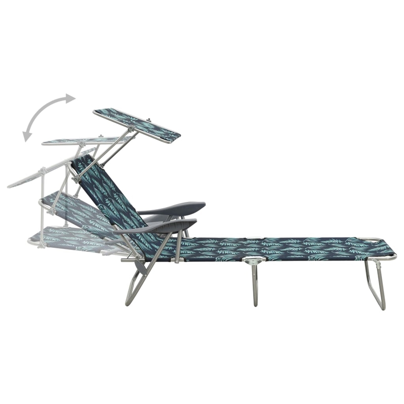 vidaXL Foldable Powder-Coated Steel  Sun Lounger in Green