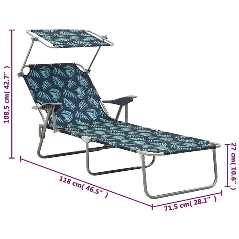 vidaXL Foldable Powder-Coated Steel  Sun Lounger in Green