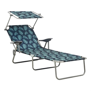 vidaXL Foldable Powder-Coated Steel  Sun Lounger in Green