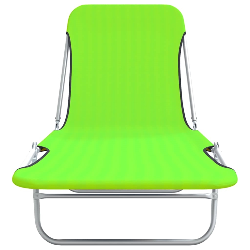 vidaXL Powder-Coated Steel  Sun Lounger in Green (Set of 2)