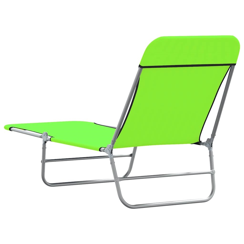 vidaXL Powder-Coated Steel  Sun Lounger in Green (Set of 2)