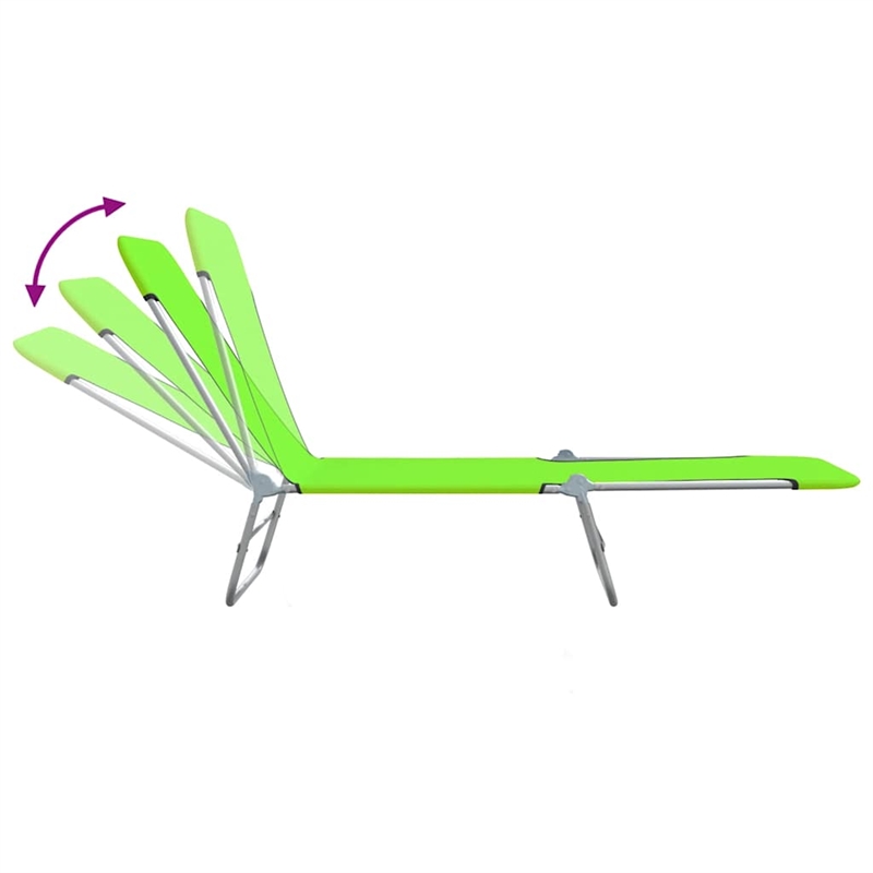 vidaXL Powder-Coated Steel  Sun Lounger in Green (Set of 2)