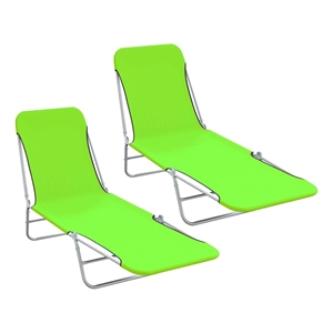 vidaXL Powder-Coated Steel  Sun Lounger in Green (Set of 2)