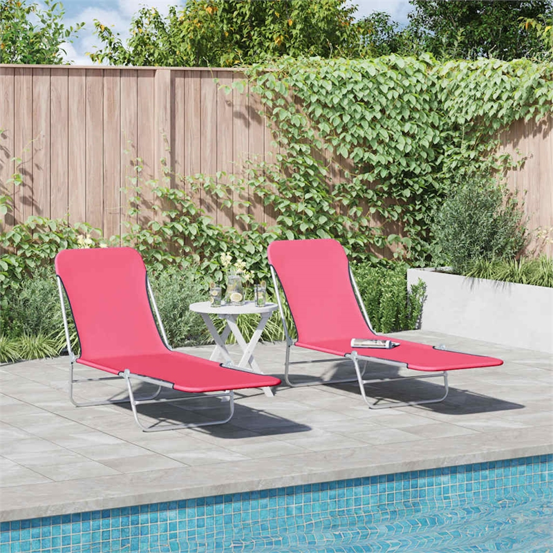 vidaXL Sun Lounger in Pink (Set of 2)