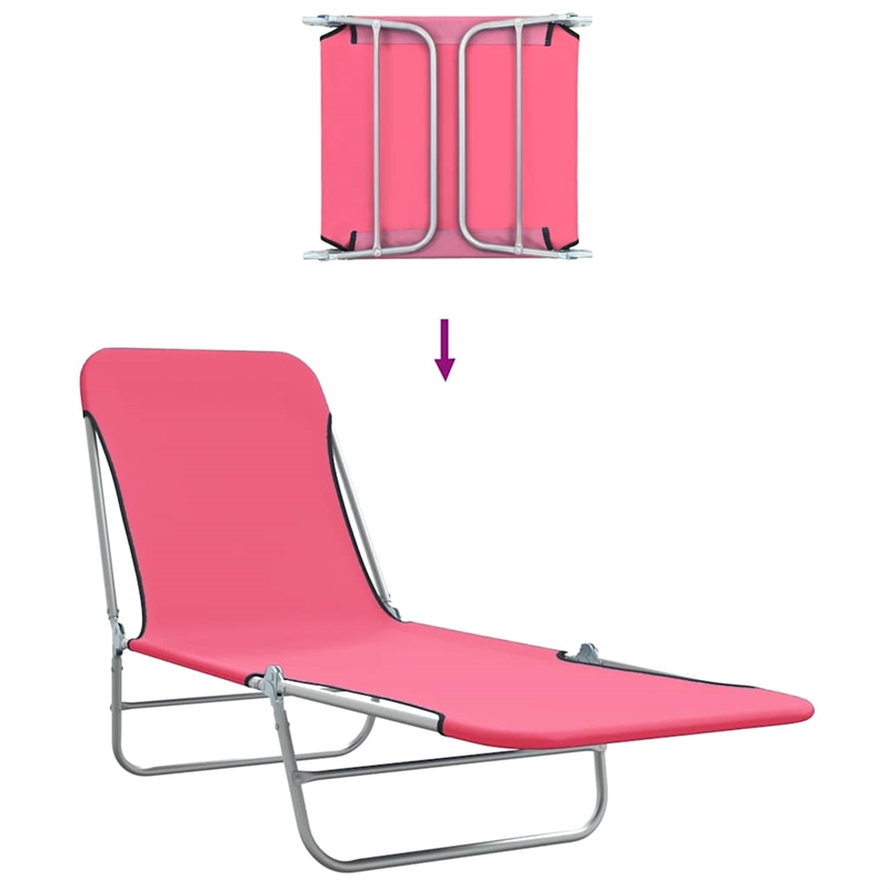 vidaXL Sun Lounger in Pink (Set of 2)