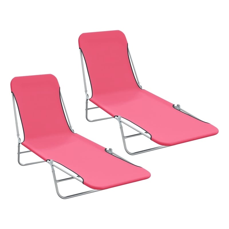 vidaXL Sun Lounger in Pink (Set of 2)