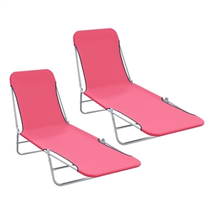 vidaXL Sun Lounger in Pink (Set of 2)