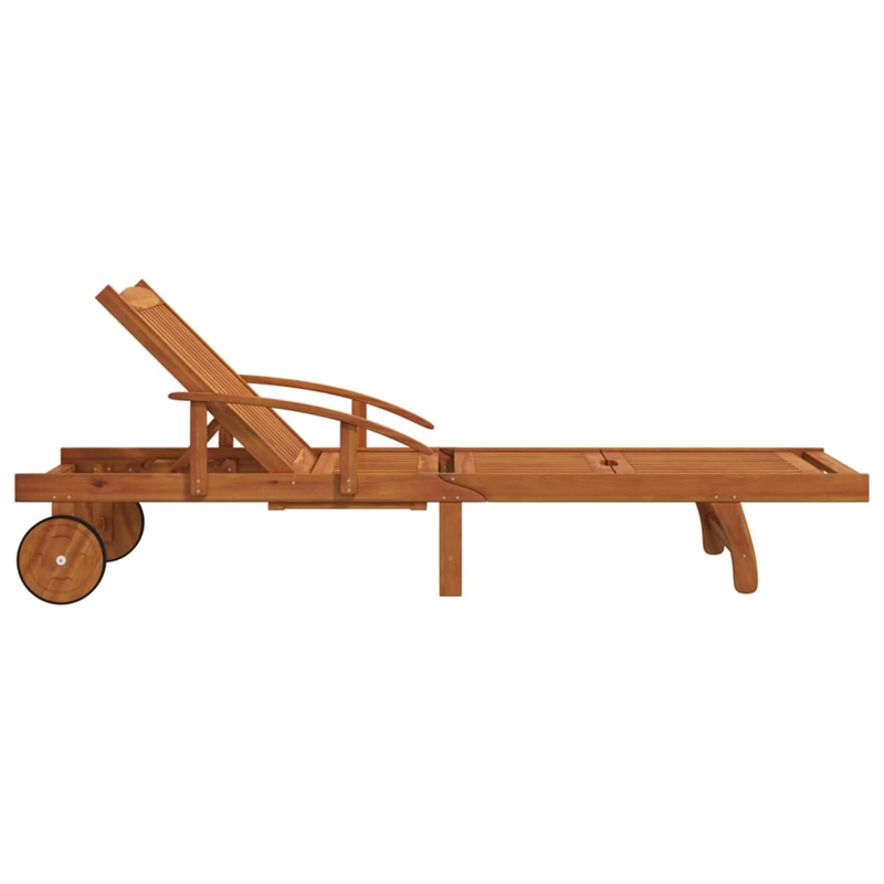 vidaXL Solid Acacia Wood Sun Lounger in Brown (Set of 2)