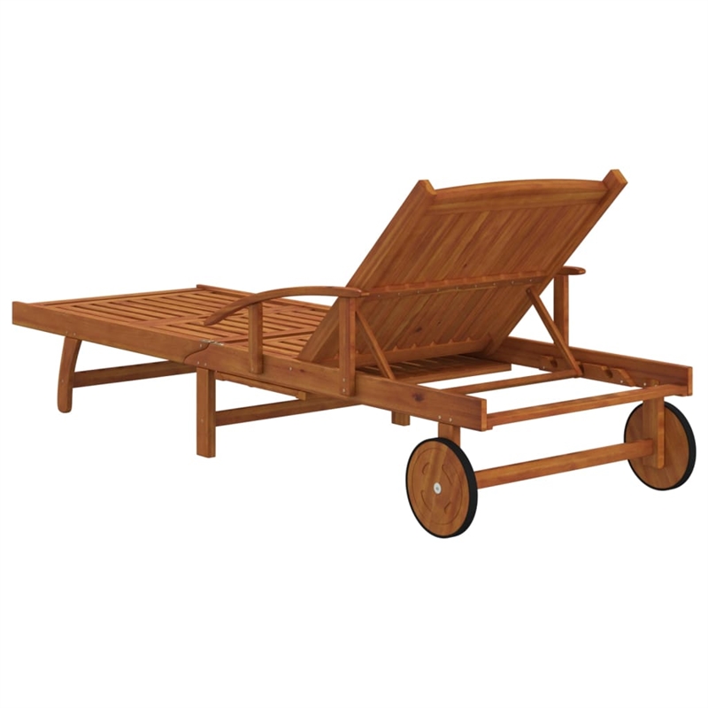 vidaXL Solid Acacia Wood Sun Lounger in Brown (Set of 2)