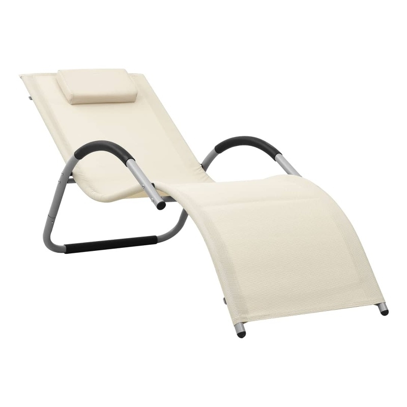 vidaXL Aluminum Sun Lounger in Gray/Cream