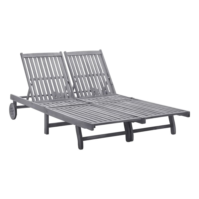 vidaXL Solid Acacia Wood Sun Lounger in Gray