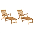vidaXL Solid Acacia Wood Deck Chair w/ Adjustable Armrests in Brown