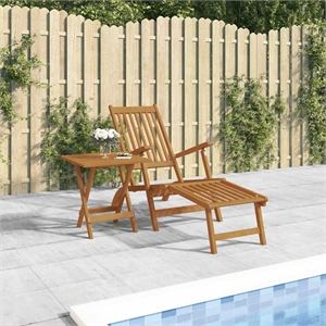 vidaXL Solid Acacia Wood Foldable Deck Chair in Brown
