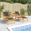 vidaXL Solid Acacia Wood Foldable Deck Chair in Black