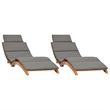 vidaXL Teak Wood Sun Lounger in Dark Gray (Set of 2)