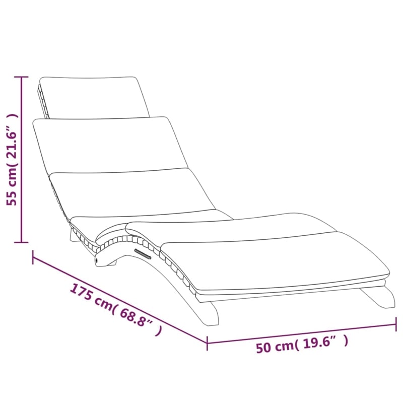 vidaXL Teak Wood Sun Lounger in Dark Gray (Set of 2)