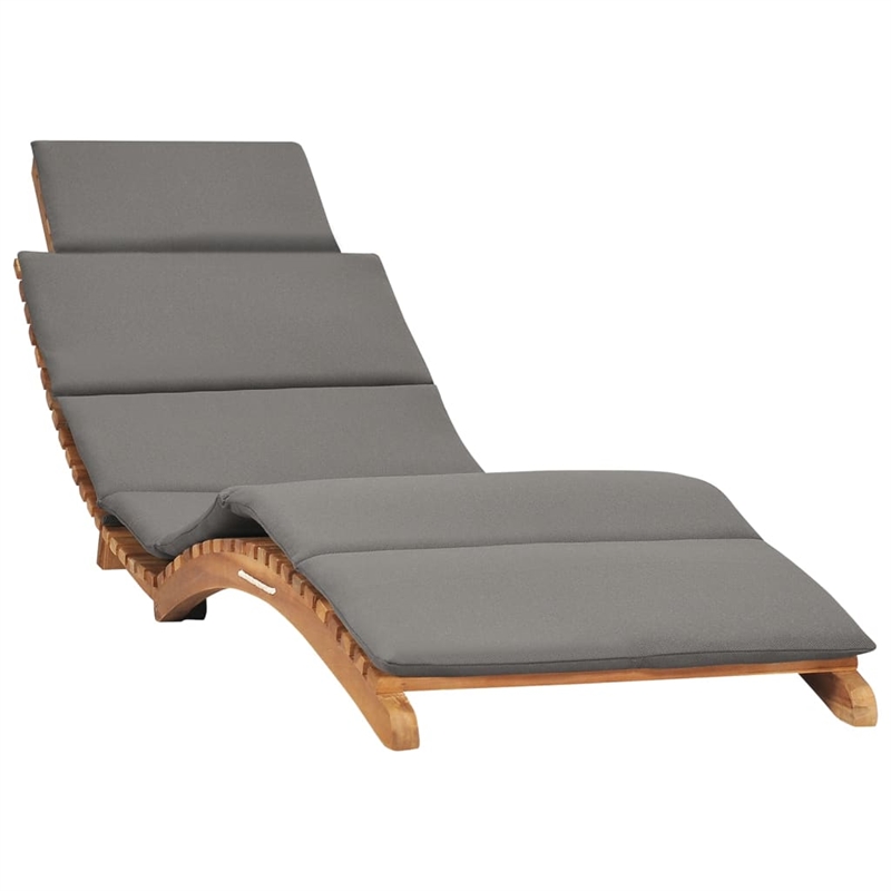 vidaXL Teak Wood Sun Lounger in Dark Gray (Set of 2)