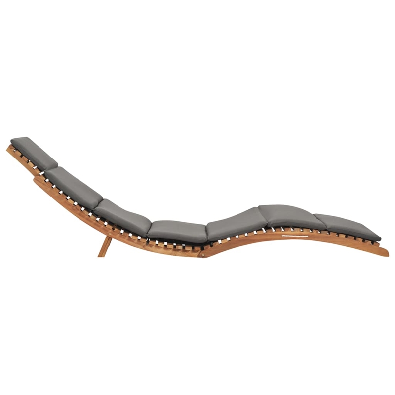 vidaXL Teak Wood Sun Lounger in Dark Gray (Set of 2)