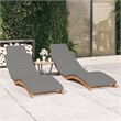 vidaXL Teak Wood Sun Lounger in Dark Gray (Set of 2)