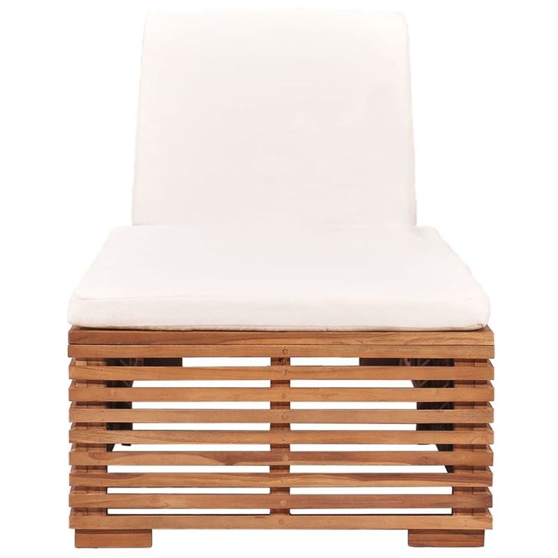 vidaXL Teak Wood Sun Lounger in Cream