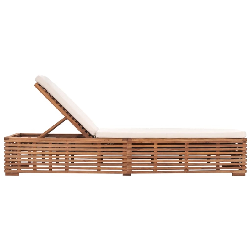 vidaXL Teak Wood Sun Lounger in Cream