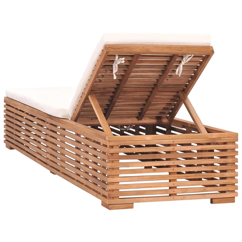 vidaXL Teak Wood Sun Lounger in Cream
