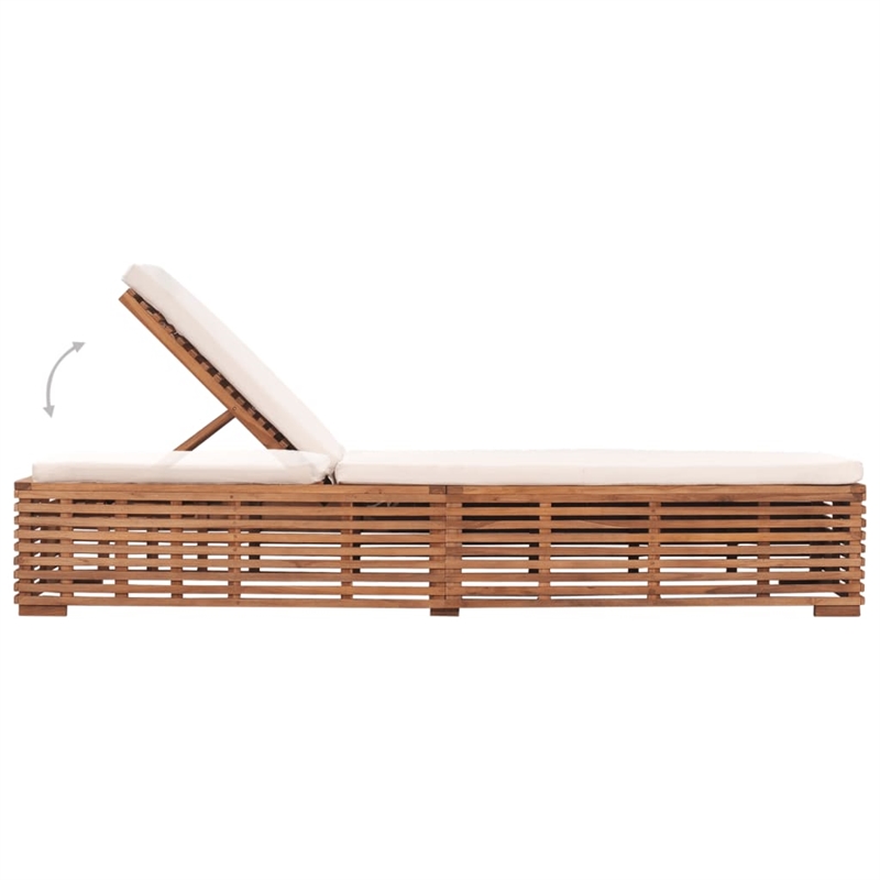 vidaXL Teak Wood Sun Lounger in Cream