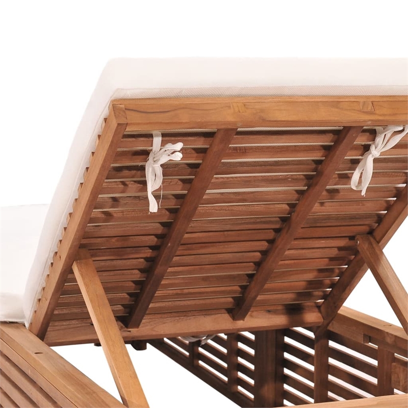 vidaXL Teak Wood Sun Lounger in Cream