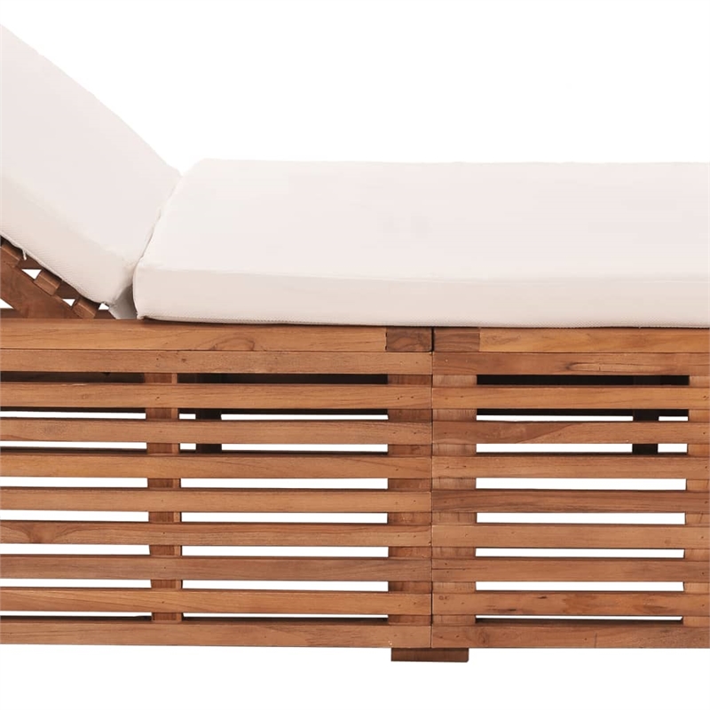 vidaXL Teak Wood Sun Lounger in Cream