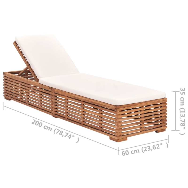 vidaXL Teak Wood Sun Lounger in Cream