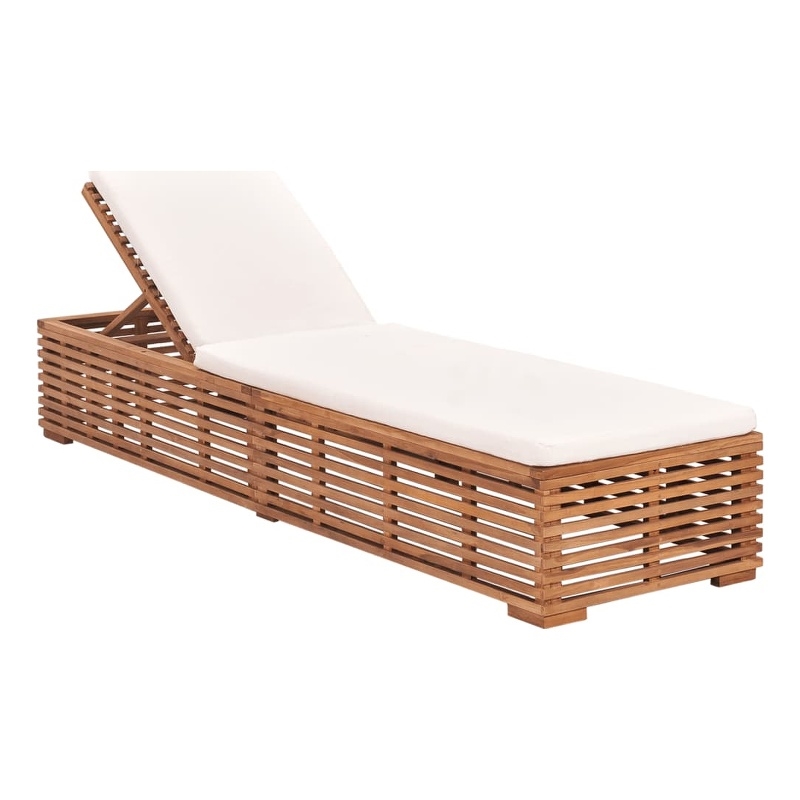 vidaXL Teak Wood Sun Lounger in Cream