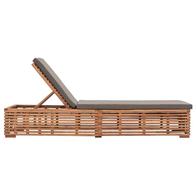 vidaXL Teak Wood Sun Lounger in Dark Gray