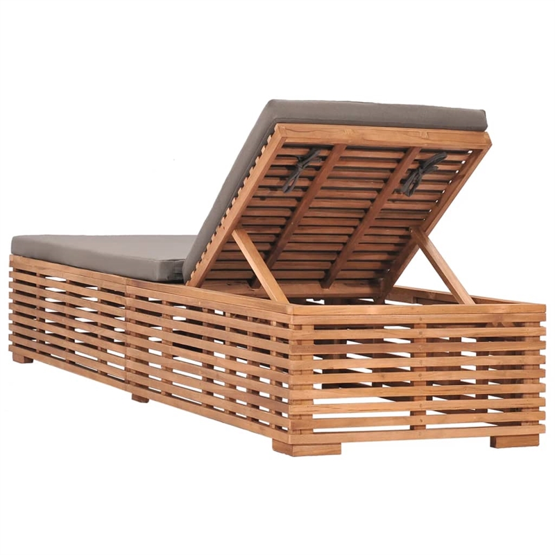 vidaXL Teak Wood Sun Lounger in Dark Gray