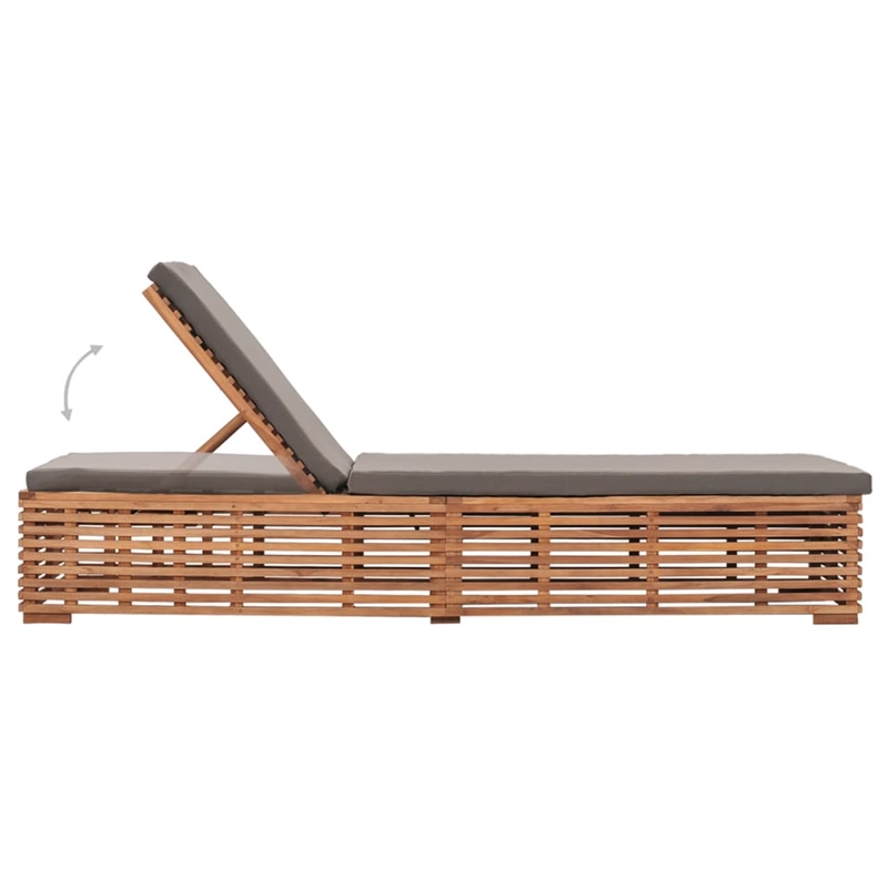 vidaXL Teak Wood Sun Lounger in Dark Gray