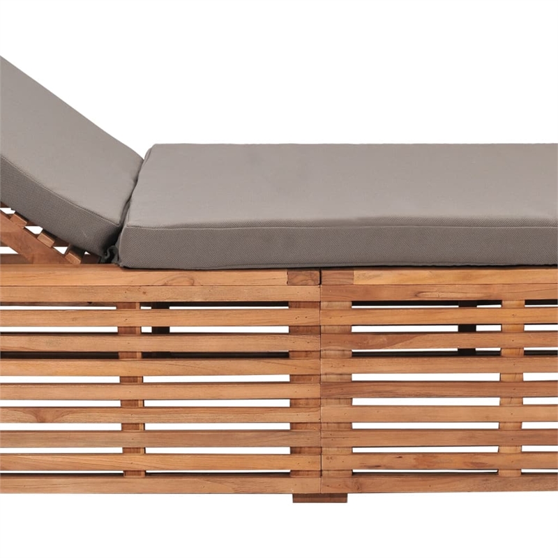vidaXL Teak Wood Sun Lounger in Dark Gray