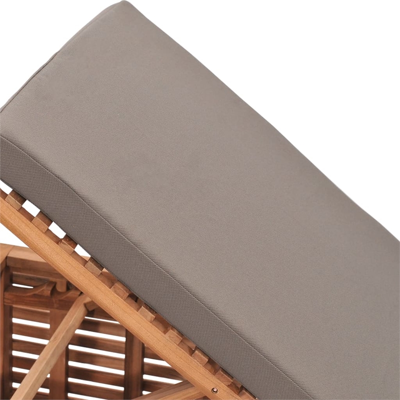 vidaXL Teak Wood Sun Lounger in Dark Gray