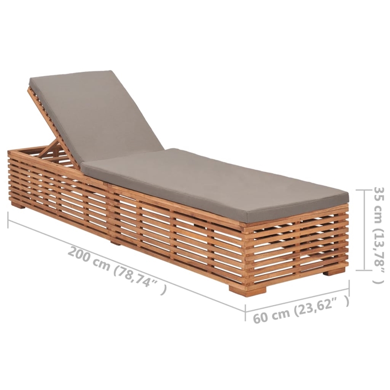 vidaXL Teak Wood Sun Lounger in Dark Gray