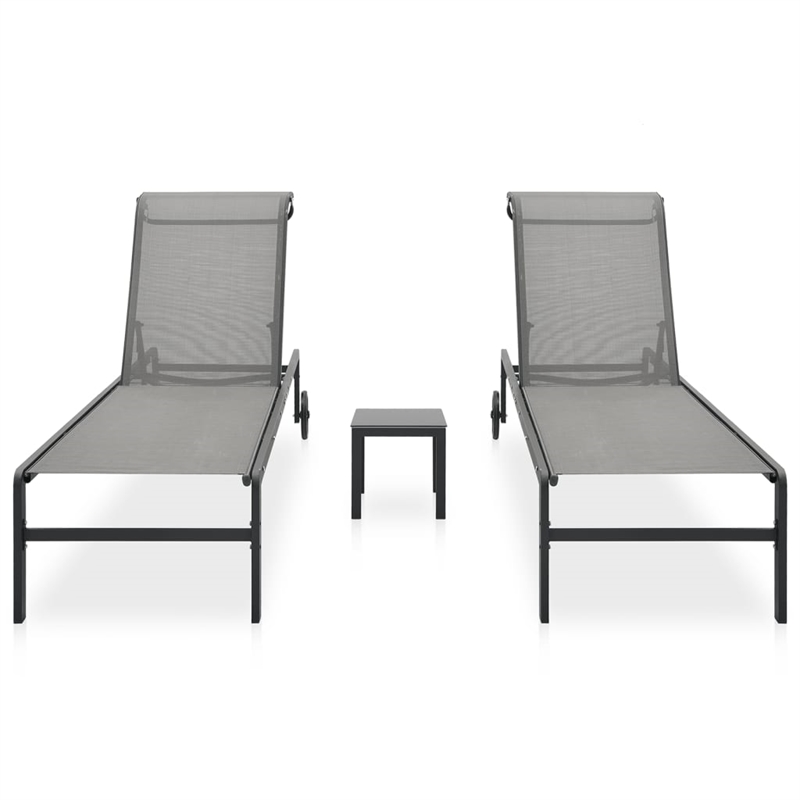 vidaXL Steel Sun Lounger w/ Adjustable Armrests in Gray