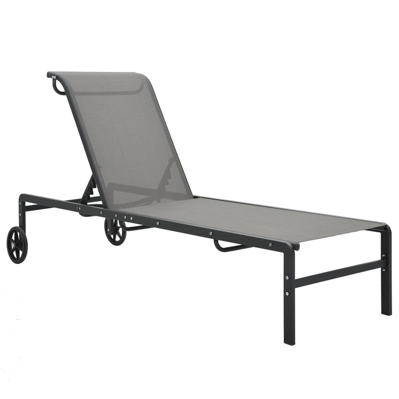 vidaXL Steel Sun Lounger w/ Adjustable Armrests in Gray