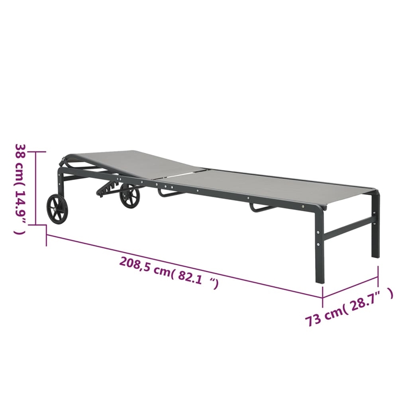 vidaXL Steel Sun Lounger w/ Adjustable Armrests in Gray