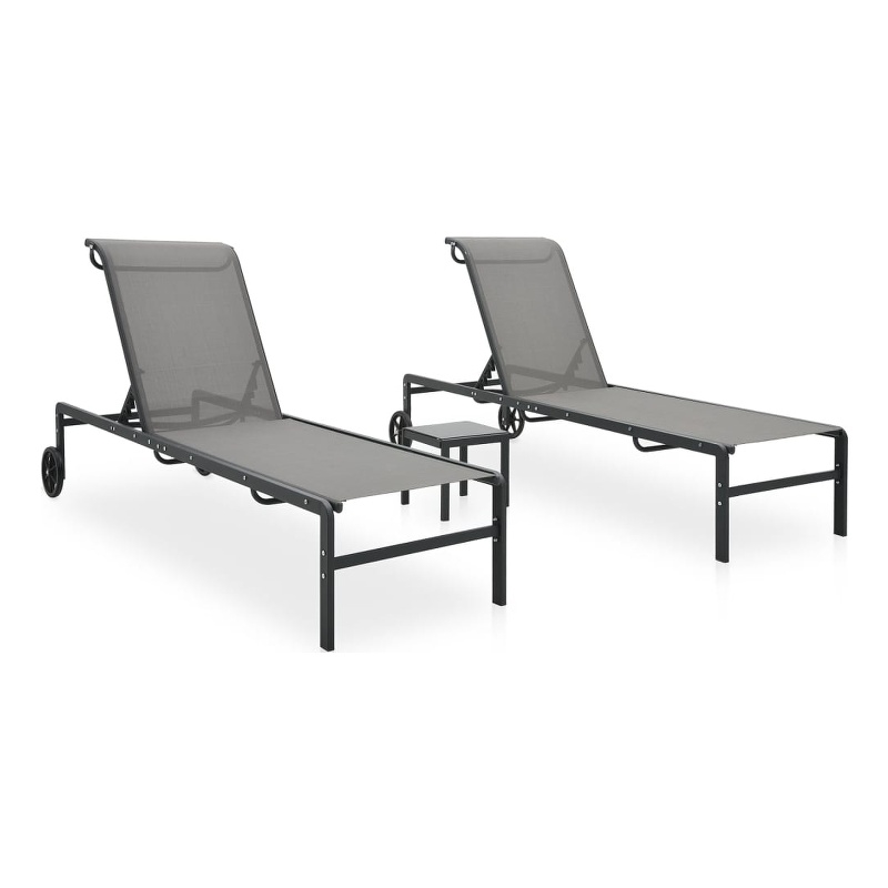 vidaXL Steel Sun Lounger w/ Adjustable Armrests in Gray
