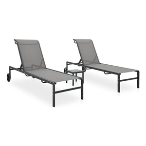 vidaXL Steel Sun Lounger w/ Adjustable Armrests in Gray