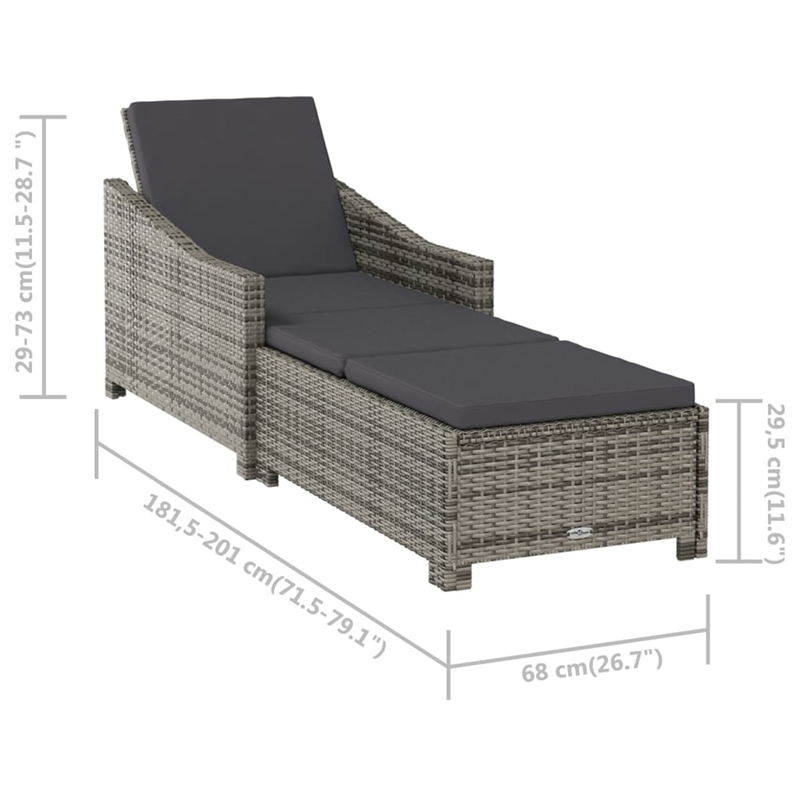 vidaXL Sun Lounger in Dark Gray/Gray