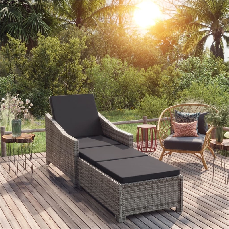 vidaXL Sun Lounger in Dark Gray/Gray
