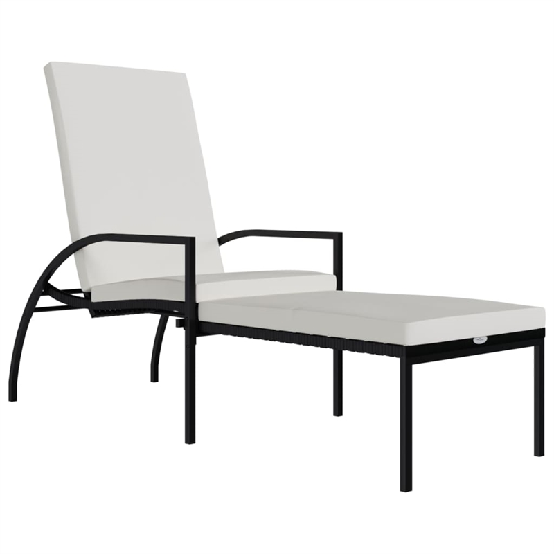 vidaXL PE Rattan Sun Lounger in Black