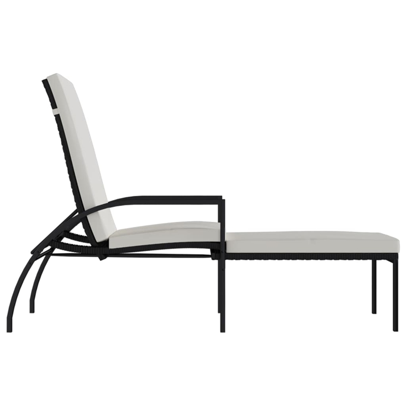vidaXL PE Rattan Sun Lounger in Black