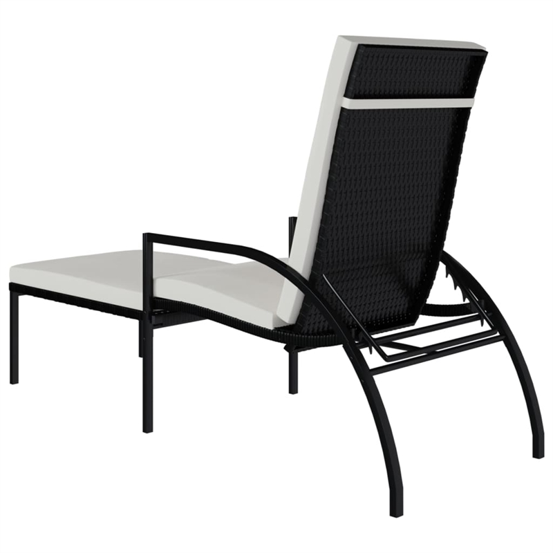 vidaXL PE Rattan Sun Lounger in Black