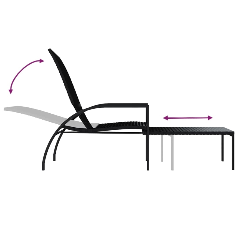 vidaXL PE Rattan Sun Lounger in Black