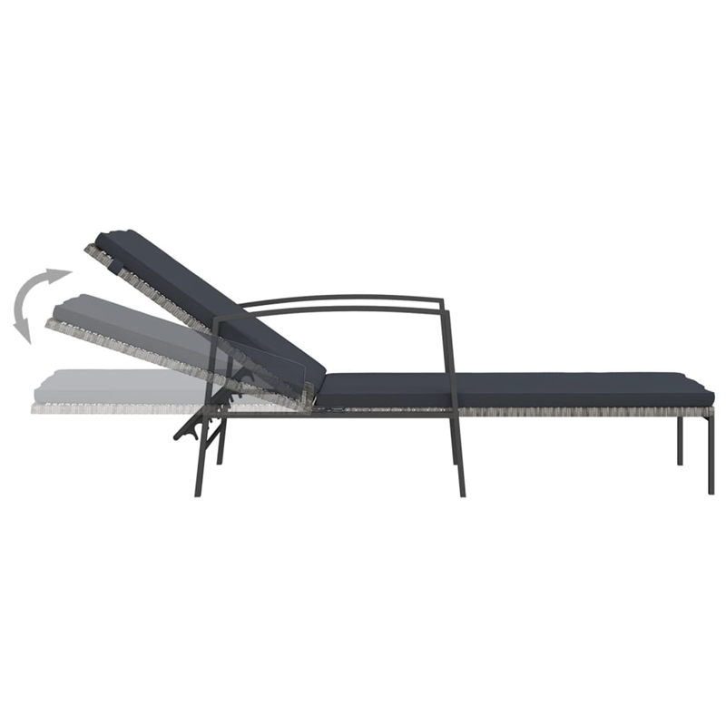 vidaXL PE Rattan Sun Lounger in Gray