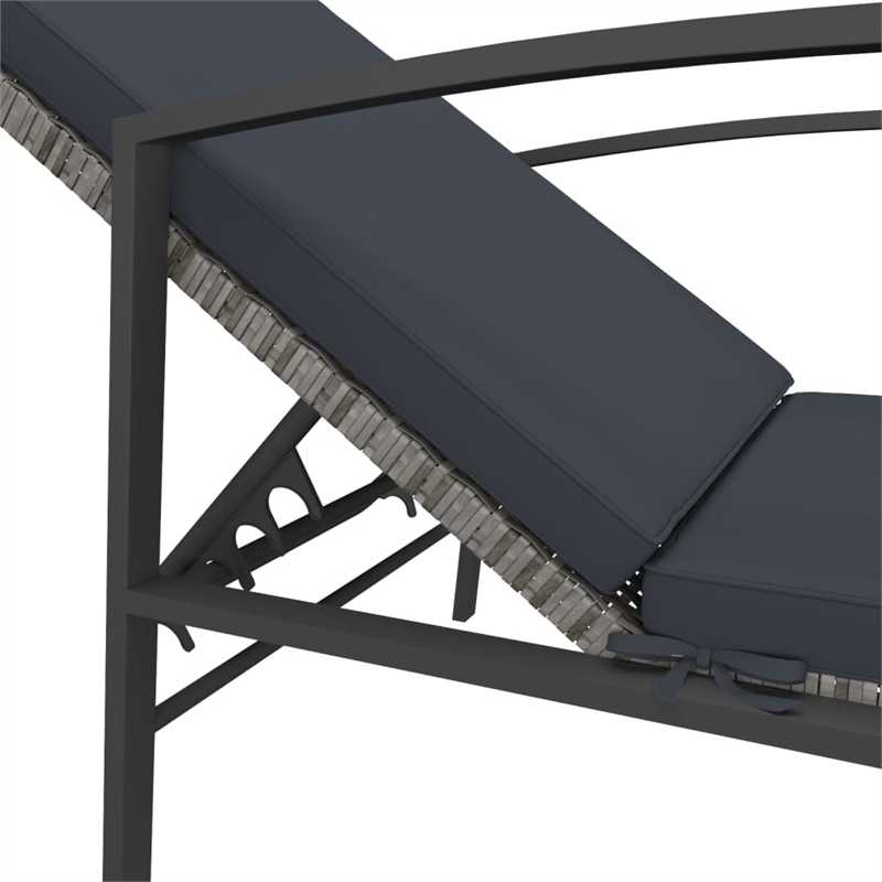 vidaXL PE Rattan Sun Lounger in Gray